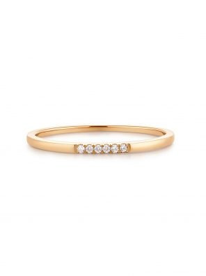 Diamond Band. Add some eye-catching sparkle to your finger or give this diamond band as a special gift. Six natural diamonds adorn this classic gold band for the perfect luxurious look.